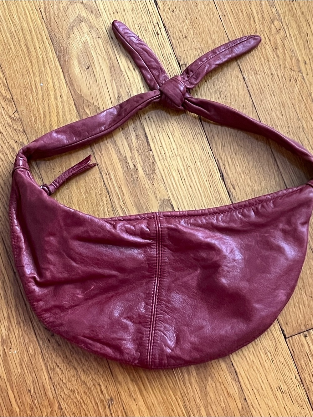 GAP Burgundy Leather Shoulder Hobo with Knotted Strap